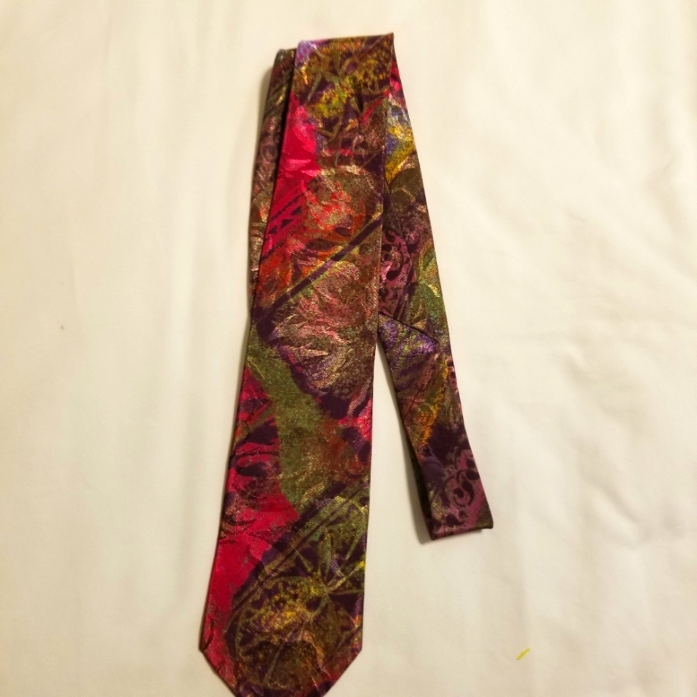 Vintage Prince Bellini Italian Styled Made in USA Colorful Abstract Pattern Tie